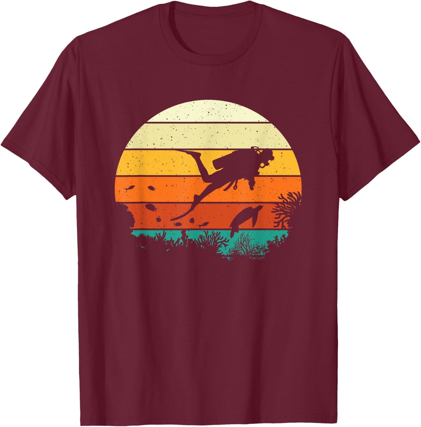 Retro Vintage Scuba Diver - Scuba Diving Ocean T-Shirt - T-Shirt | Maroon