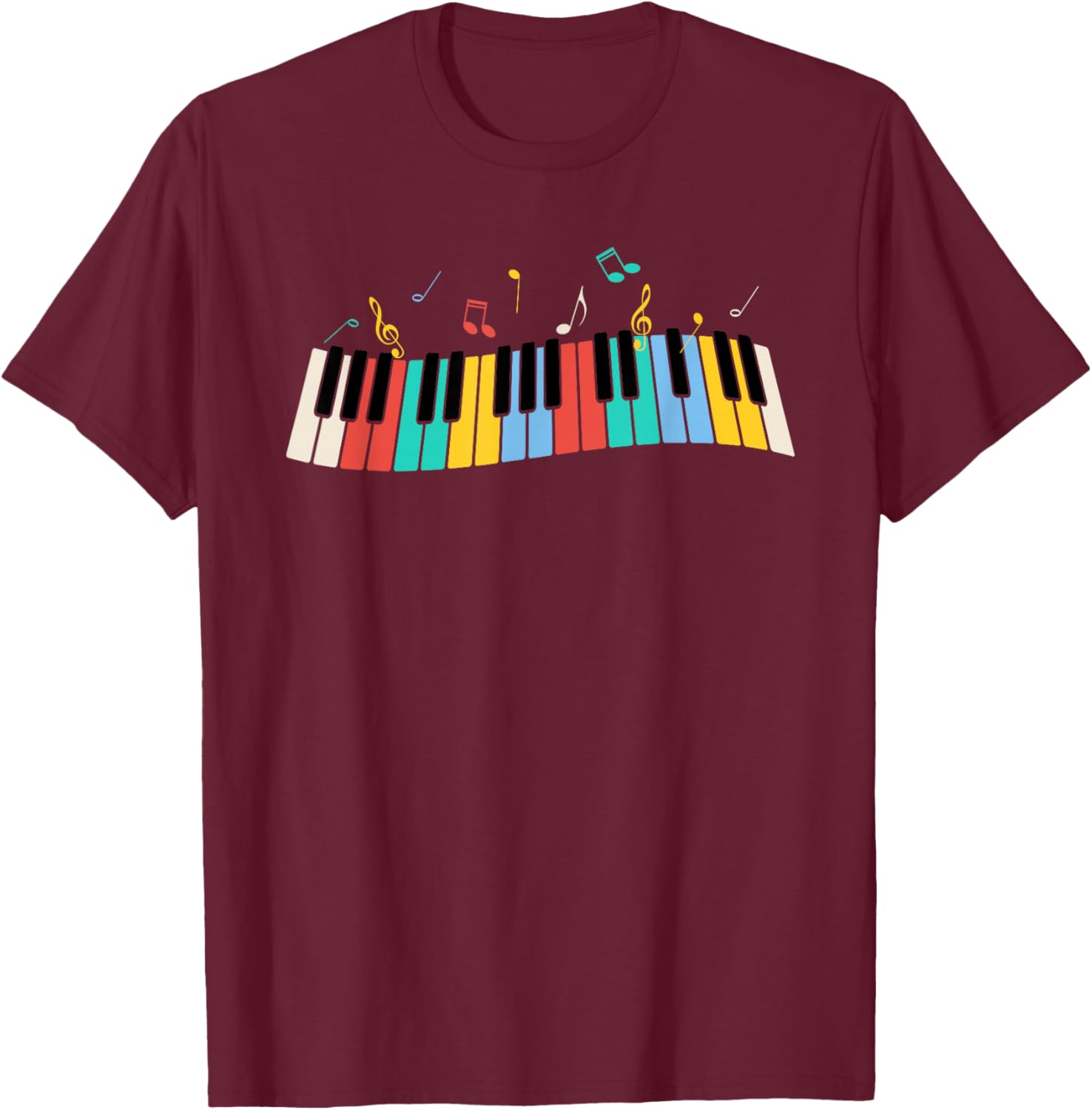 Musical Instrument Piano Gift Men Women Kids Cool Piano Keyboard Player Funny Pianist Keyboardist Outfit T-Shirt - T-Shirt | Maroon