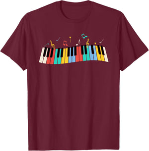 Musical Instrument Piano Gift Men Women Kids Cool Piano Keyboard Player Funny Pianist Keyboardist Outfit T-Shirt - T-Shirt | Maroon