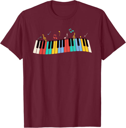 Musical Instrument Piano Gift Men Women Kids Cool Piano Keyboard Player Funny Pianist Keyboardist Outfit T-Shirt - T-Shirt | Maroon