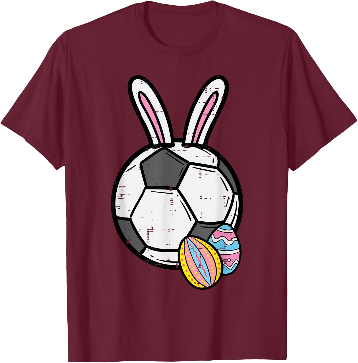 Easter Soocer Ball Bunny Football Sports Men Boys Kids Teens T-Shirt - T-Shirt | Maroon