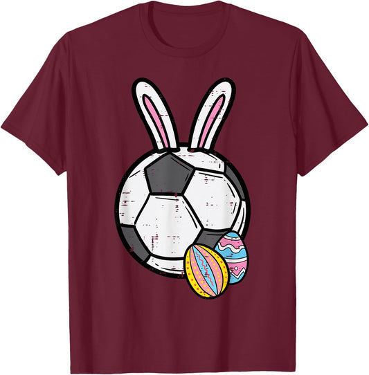 Easter Soocer Ball Bunny Football Sports Men Boys Kids Teens T-Shirt - T-Shirt | Maroon