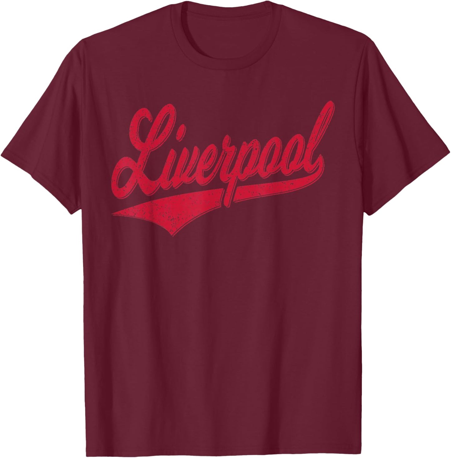 Liverpool England Varsity Script Classic Sport Style T-Shirt - T-Shirt | Maroon