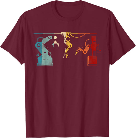 Robot Robotics Engineer Retro Vintage T-Shirt - T-Shirt | Maroon