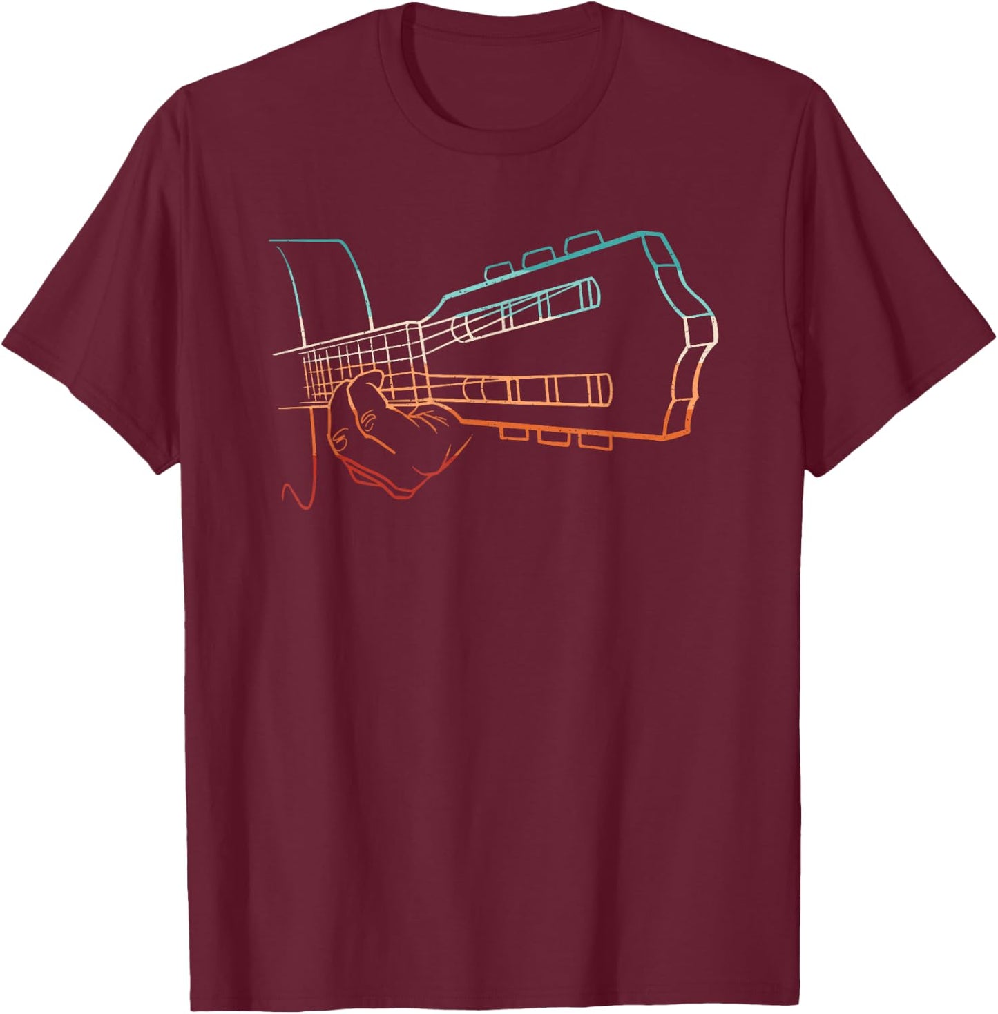 Retro Acoustic Guitar Guitar Lover T-Shirt - T-Shirt | Maroon