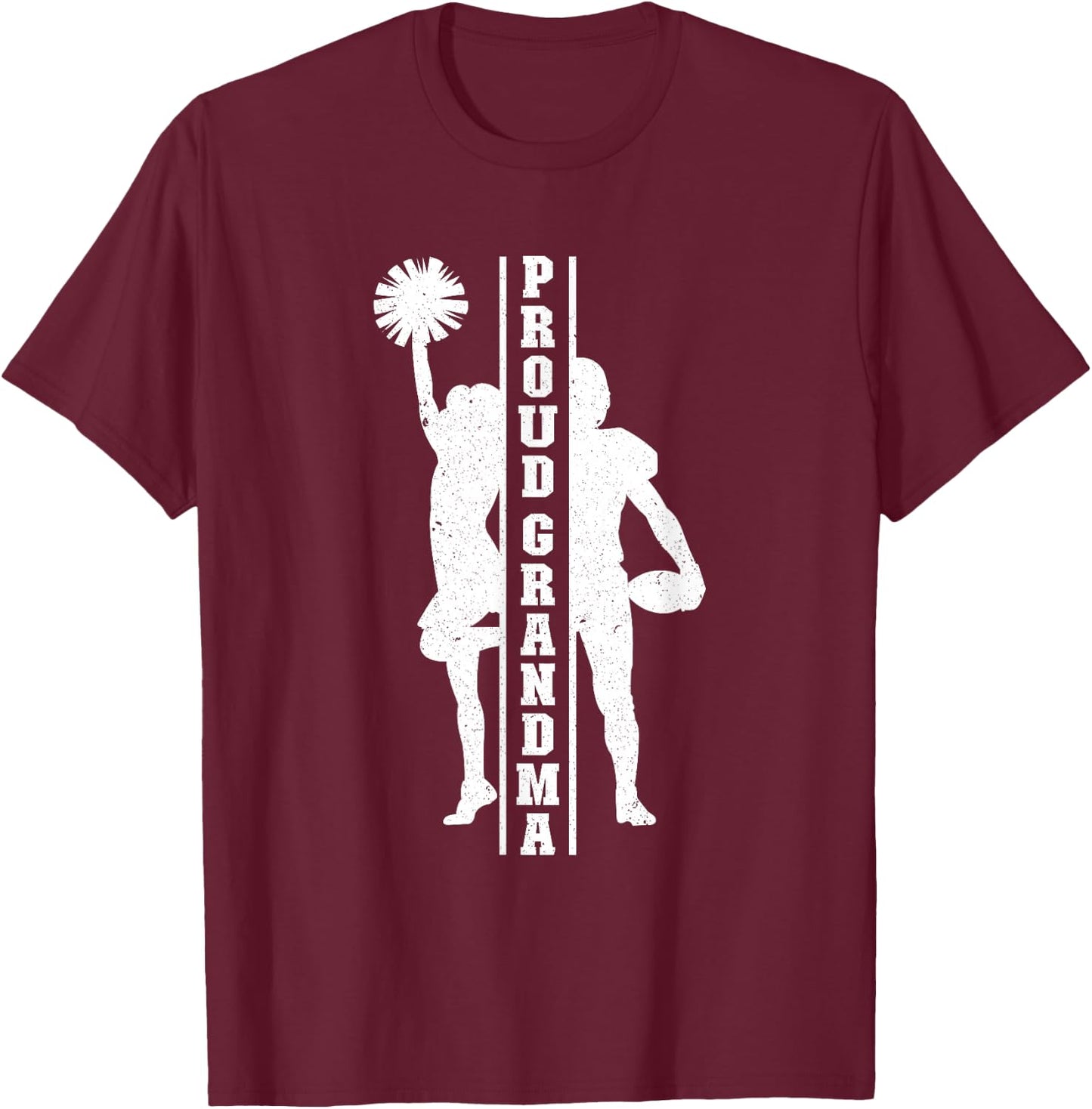 Proud Grandma Of A Football Player & Cheerleader Grandma T-Shirt - T-Shirt | Maroon