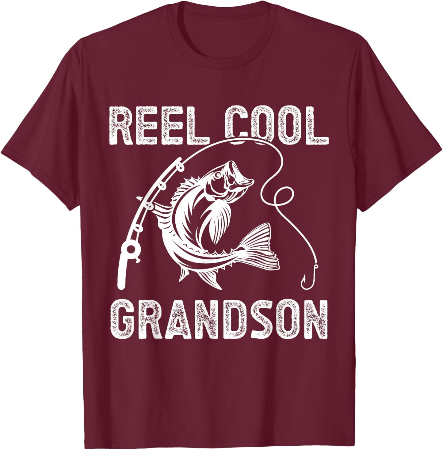 Reel Cool Grandson Fishing for Fisherman Father's Day T-Shirt - T-Shirt | Maroon
