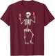 Funny Halloween Skeleton Drinking Strawberry Mimosa Cocktail T-Shirt - T-Shirt | Maroon