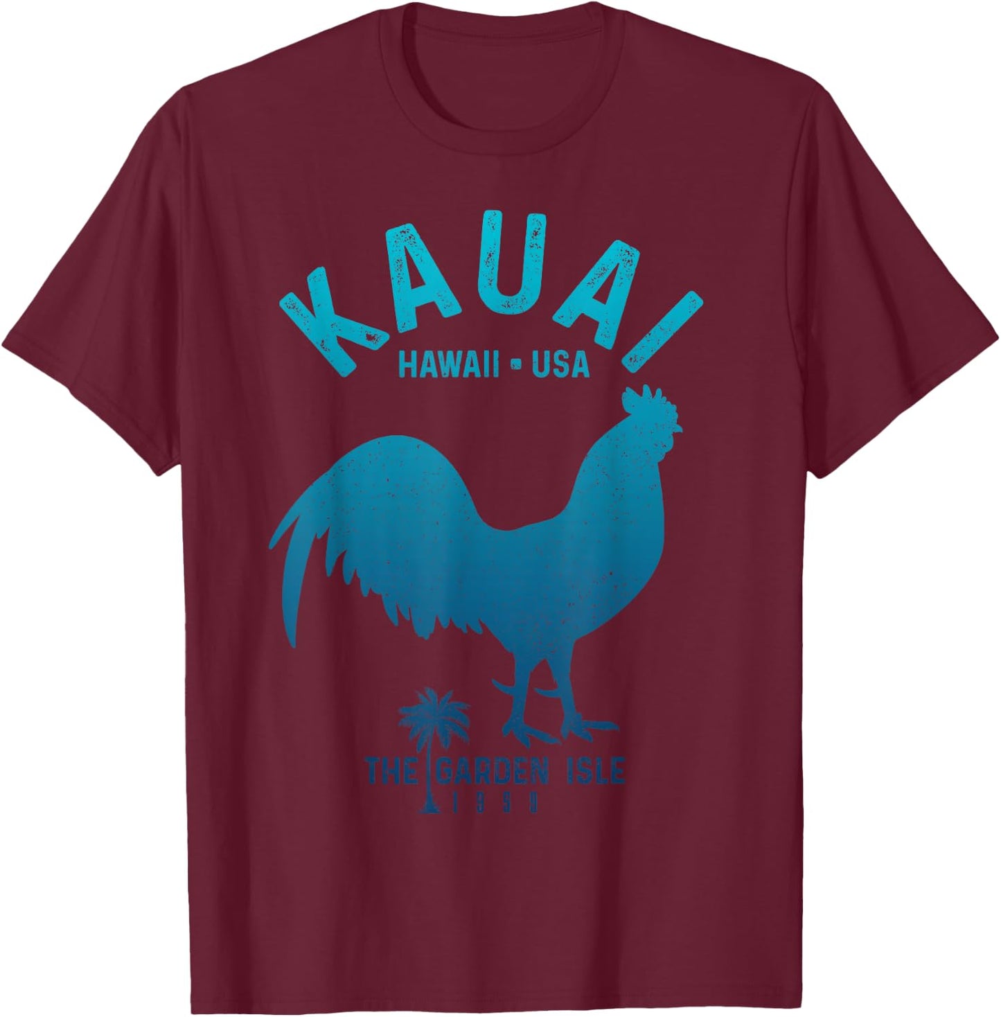 Kauai 1959 The Garden Isle Chicken Hawaii Vintage Hawaiian T-Shirt - T-Shirt | Maroon