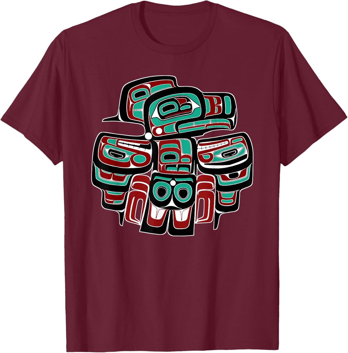 Alaska Native American Art Tlingit Haida Eagle Tribal Clan 2 T-Shirt - T-Shirt | Maroon
