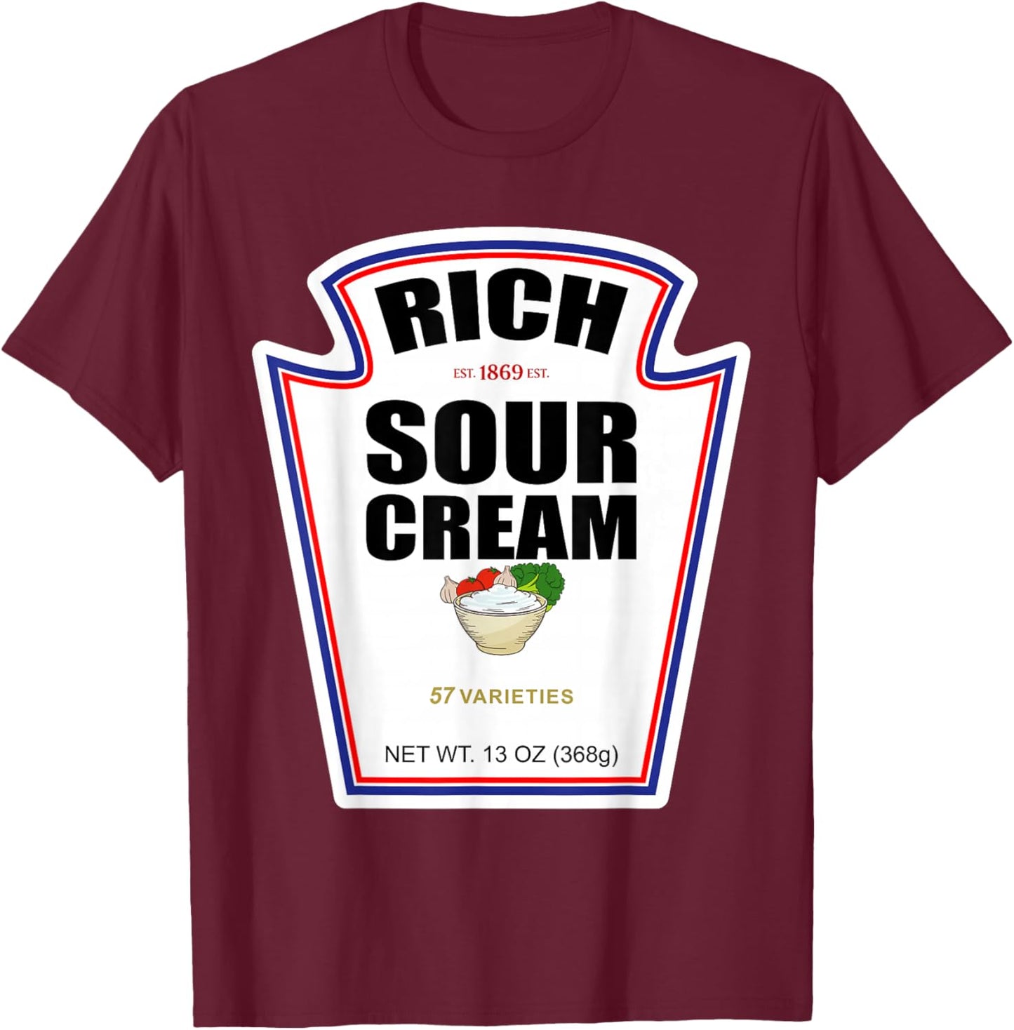 Halloween Matching Costume Rich Sour Cream Bottle Label T-Shirt - T-Shirt | Maroon