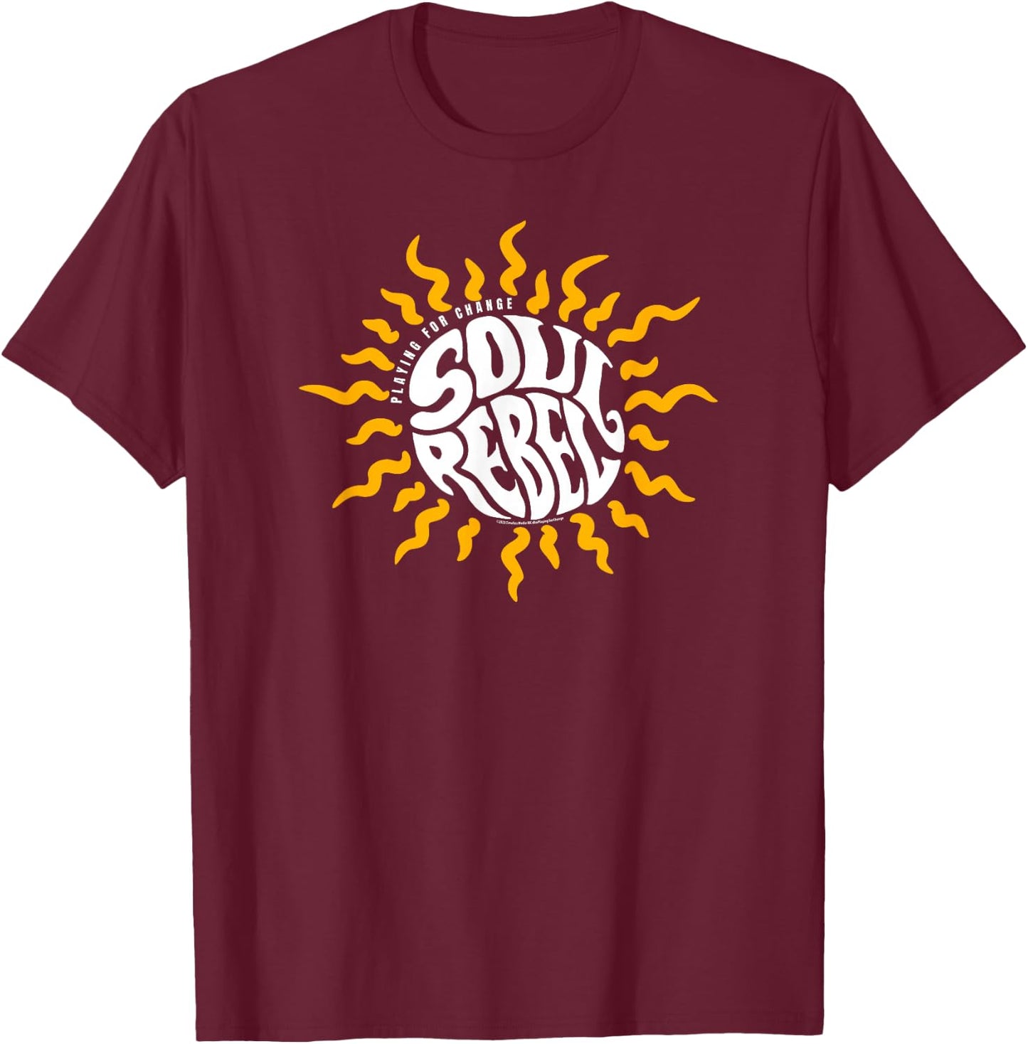 Playing for Change Soul Rebel Sun Logo T-Shirt - T-Shirt | Maroon