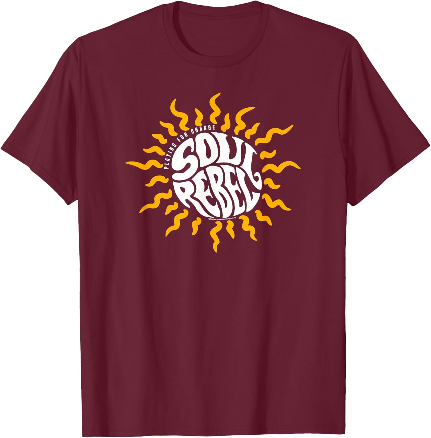 Playing for Change Soul Rebel Sun Logo T-Shirt - T-Shirt | Maroon
