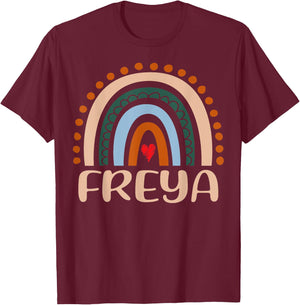 Freya Name Personalized Funny Women Rainbow Freya T-Shirt - T-Shirt | Maroon