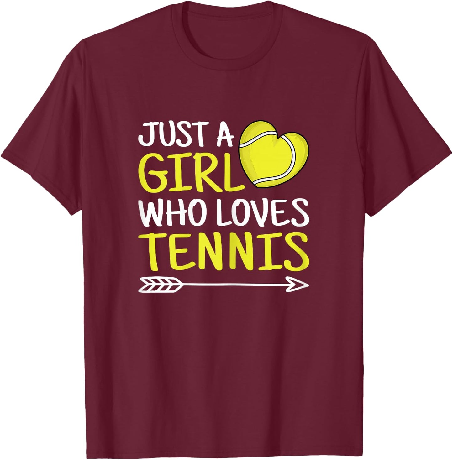 Just A Girl Who Loves Tennis Cute Tennis Lover Girls Kids T-Shirt - T-Shirt | Maroon