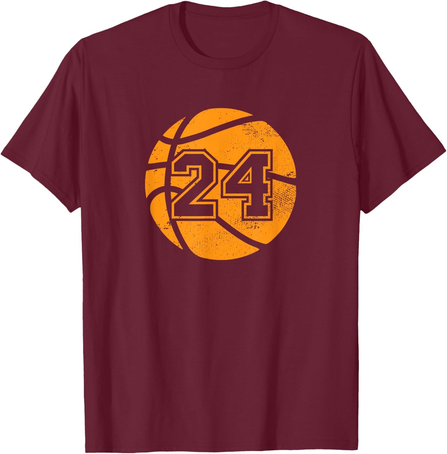 Basketball Player #24 Basketball Mom Dad Jersey Number 24 T-Shirt - T-Shirt | Maroon