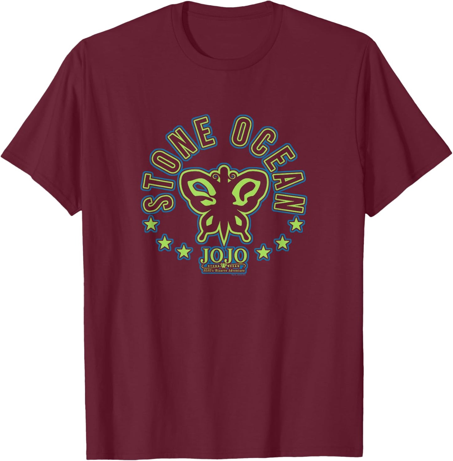 JoJo's Bizarre Adventure Stone Ocean Butterfly Logo Anime T-Shirt - T-Shirt | Maroon
