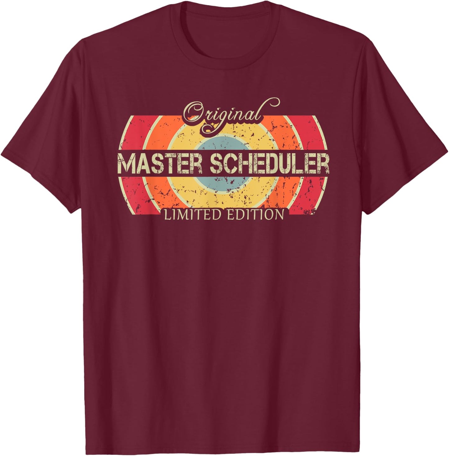 Funny Job Title Worker Retro Vintage Master Scheduler T-Shirt - T-Shirt | Maroon