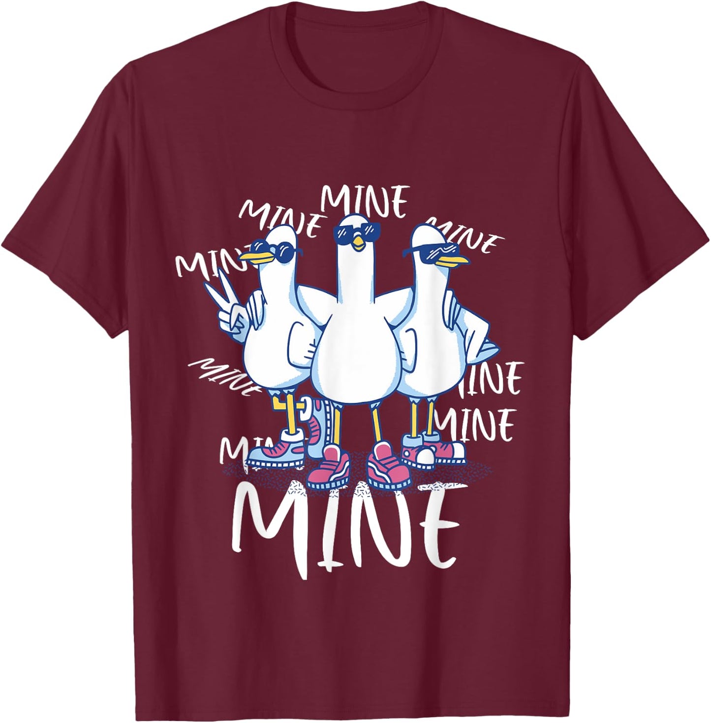 Funny Seagull Saying Mine Funny Pigeon Retro Ocean life T-Shirt - T-Shirt | Maroon