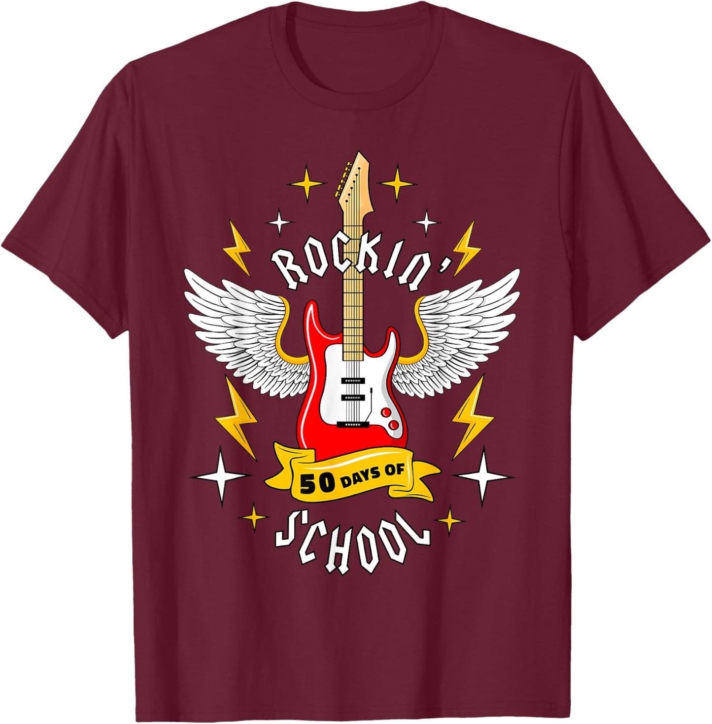 Rockin 50 Days of School 50th Day of School Teacher Student Men Women Girls Kids T-Shirt - T-Shirt | Maroon