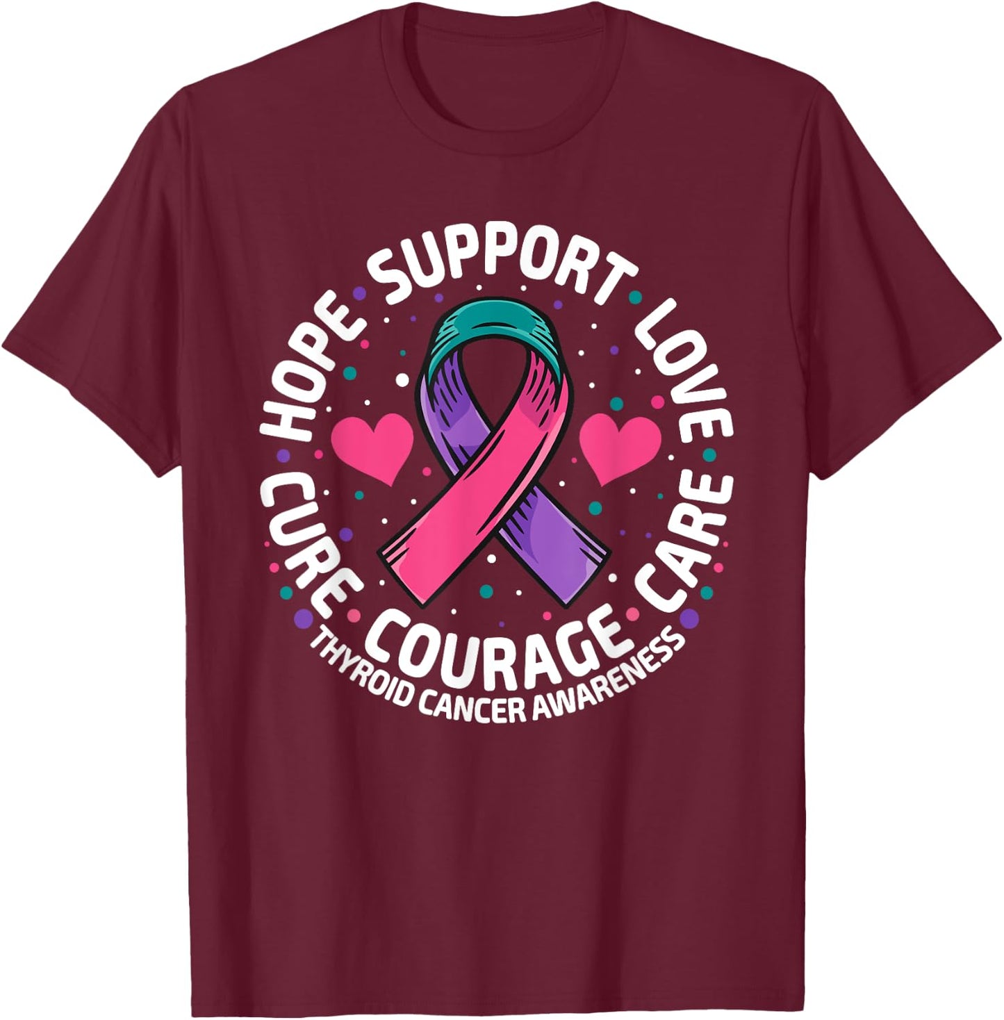 Thyroid Cancer Support Family Thyroid Cancer Awareness T-Shirt - T-Shirt | Maroon