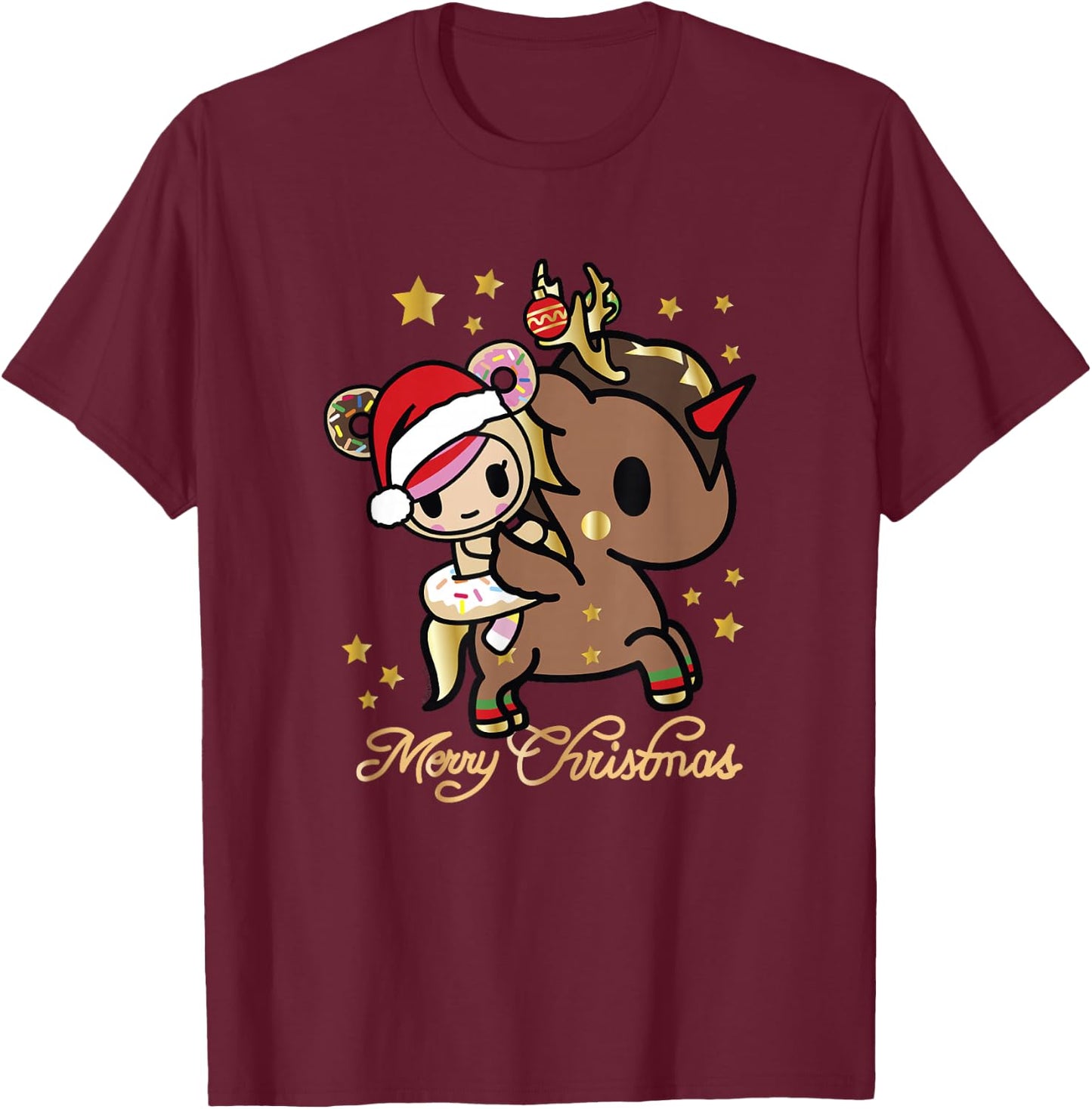 Tokidoki Christmas Merry Christmas Donutella Naughty Or Nice T-Shirt - T-Shirt | Maroon