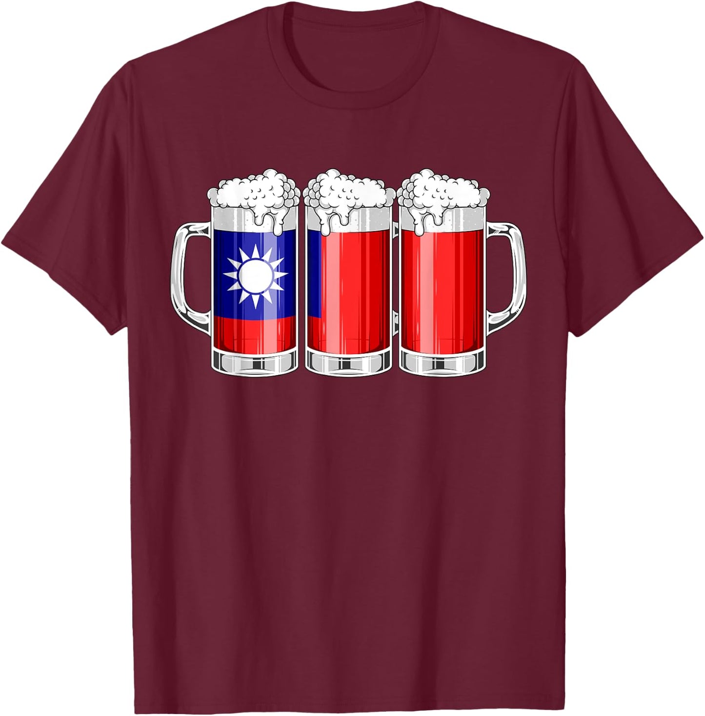 Beer Taiwanese Shirt - Beer Taiwan Flag Patriotic Women Men T-Shirt - T-Shirt | Maroon