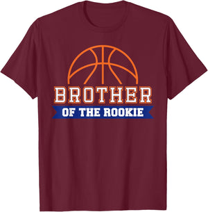 Brother of Rookie 1st Birthday Basketball Theme Matching T-Shirt - T-Shirt | Maroon