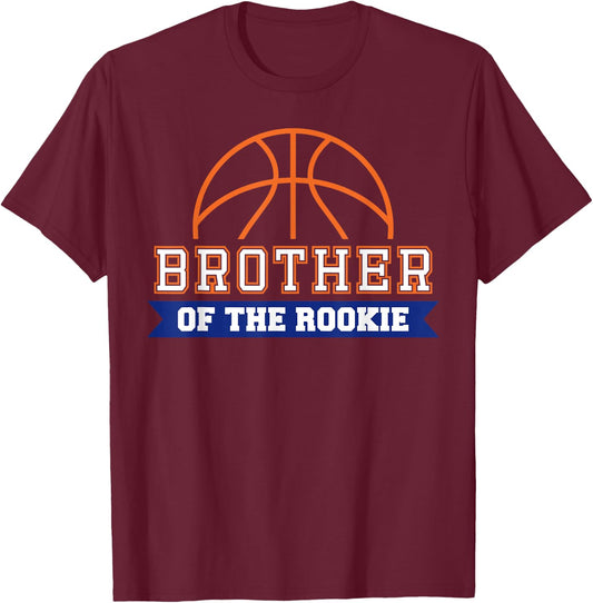 Brother of Rookie 1st Birthday Basketball Theme Matching T-Shirt - T-Shirt | Maroon