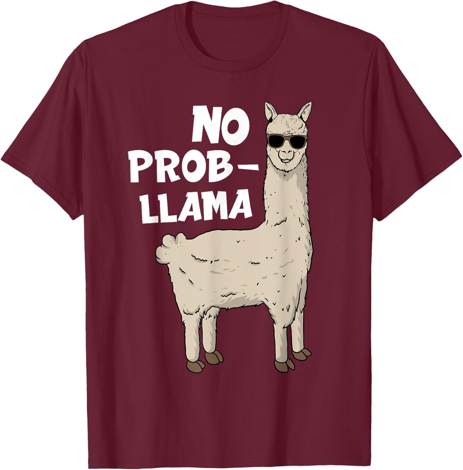 Funny Llama Design Women Kids Llama Alpaca Animal T-Shirt - T-Shirt | Maroon