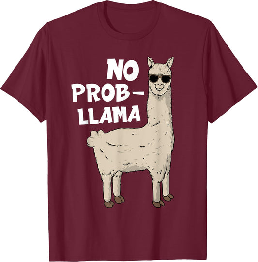 Funny Llama Design Women Kids Llama Alpaca Animal T-Shirt - T-Shirt | Maroon