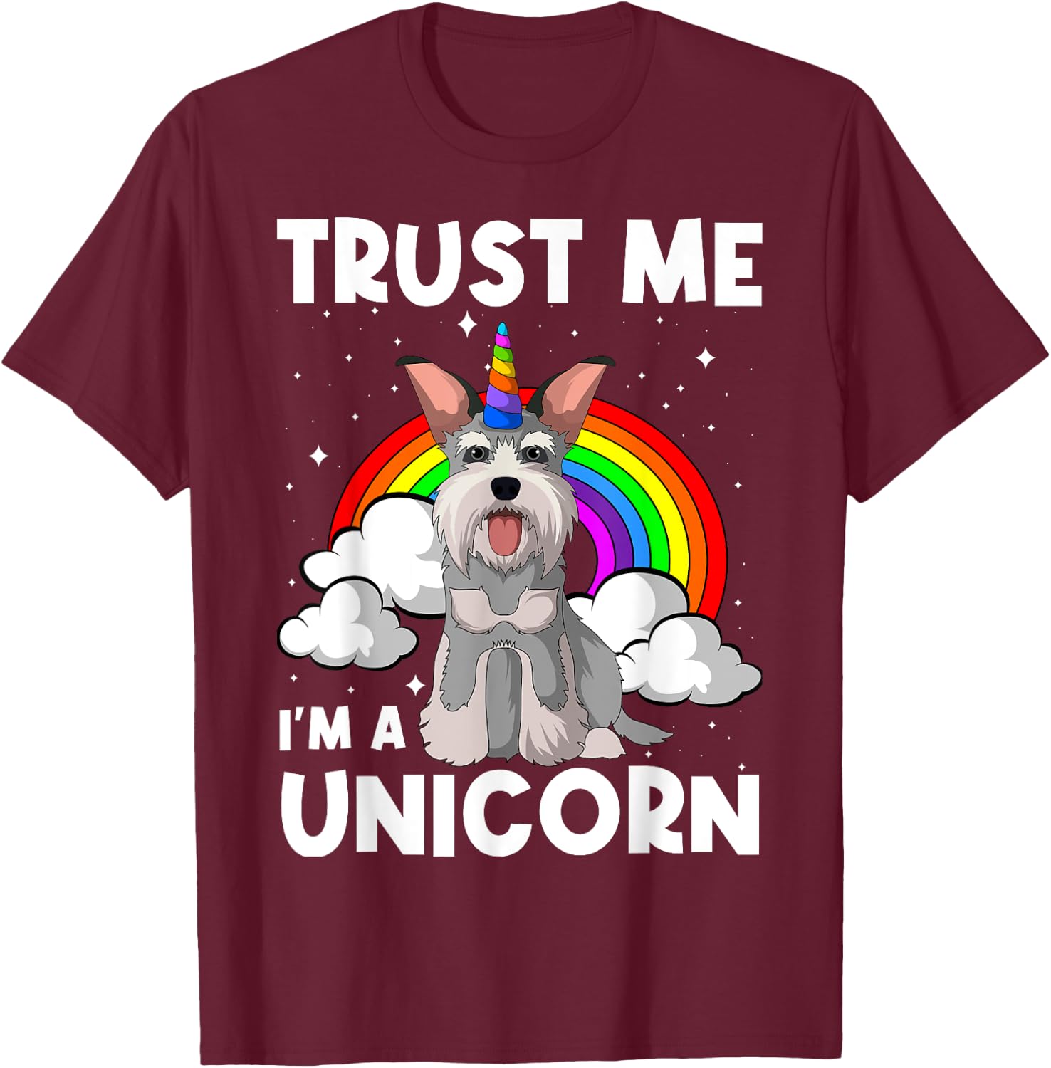 Schnauzer Unicorn Wire-Haired Pinscher Whiskered Snout Dog Men Women Girls Kids T-Shirt - T-Shirt | Maroon