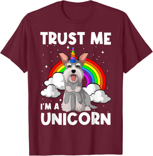 Schnauzer Unicorn Wire-Haired Pinscher Whiskered Snout Dog Men Women Girls Kids T-Shirt - T-Shirt | Maroon