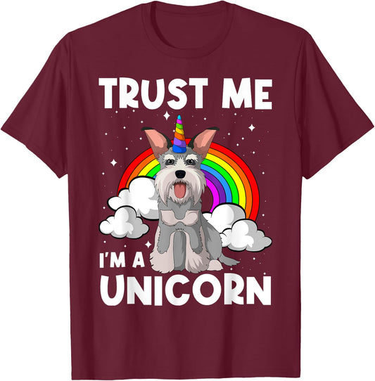 Schnauzer Unicorn Wire-Haired Pinscher Whiskered Snout Dog Men Women Girls Kids T-Shirt - T-Shirt | Maroon