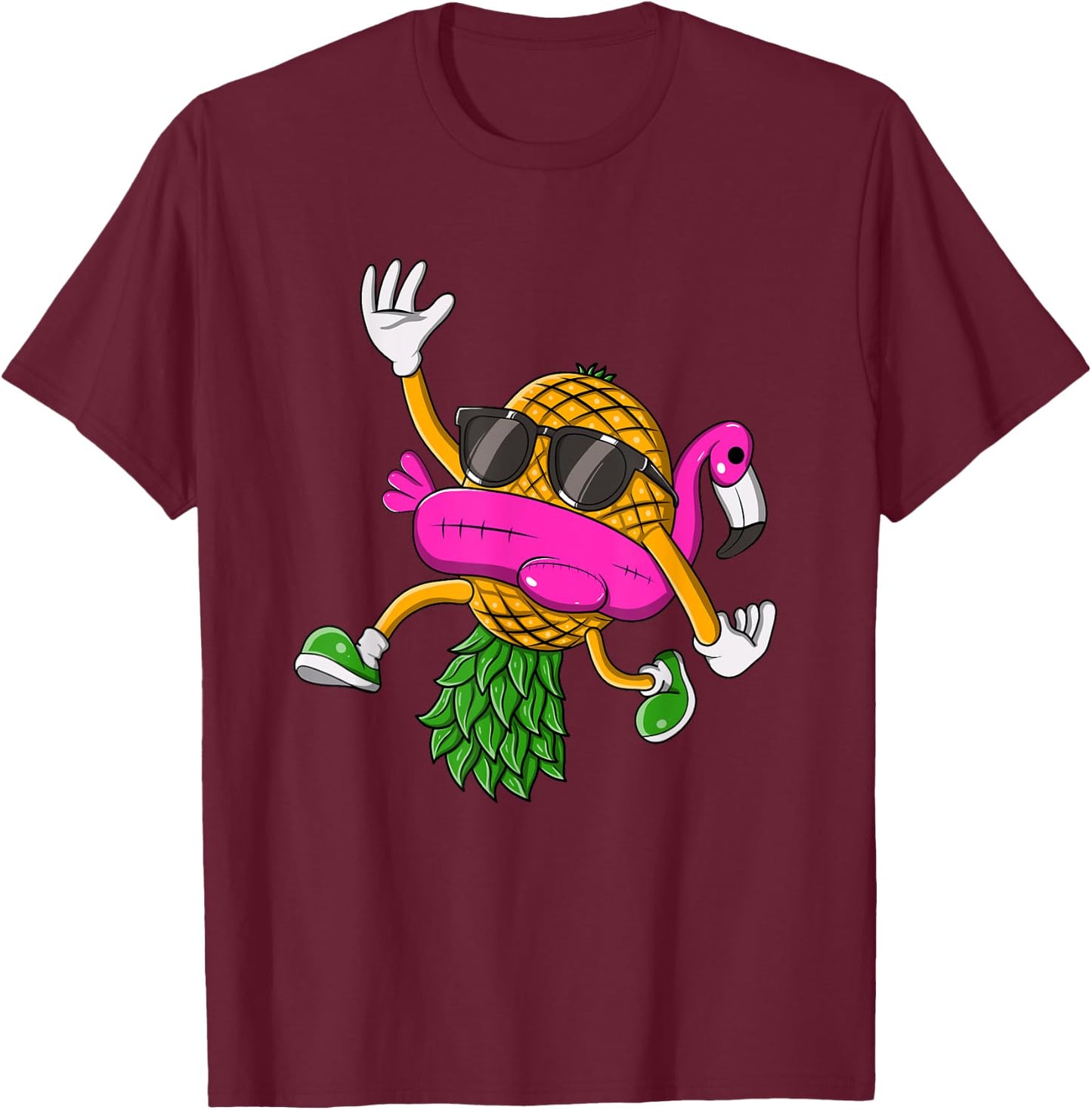 Upside Down Pineapple Swinger Flamingo Women T-Shirt - T-Shirt | Maroon