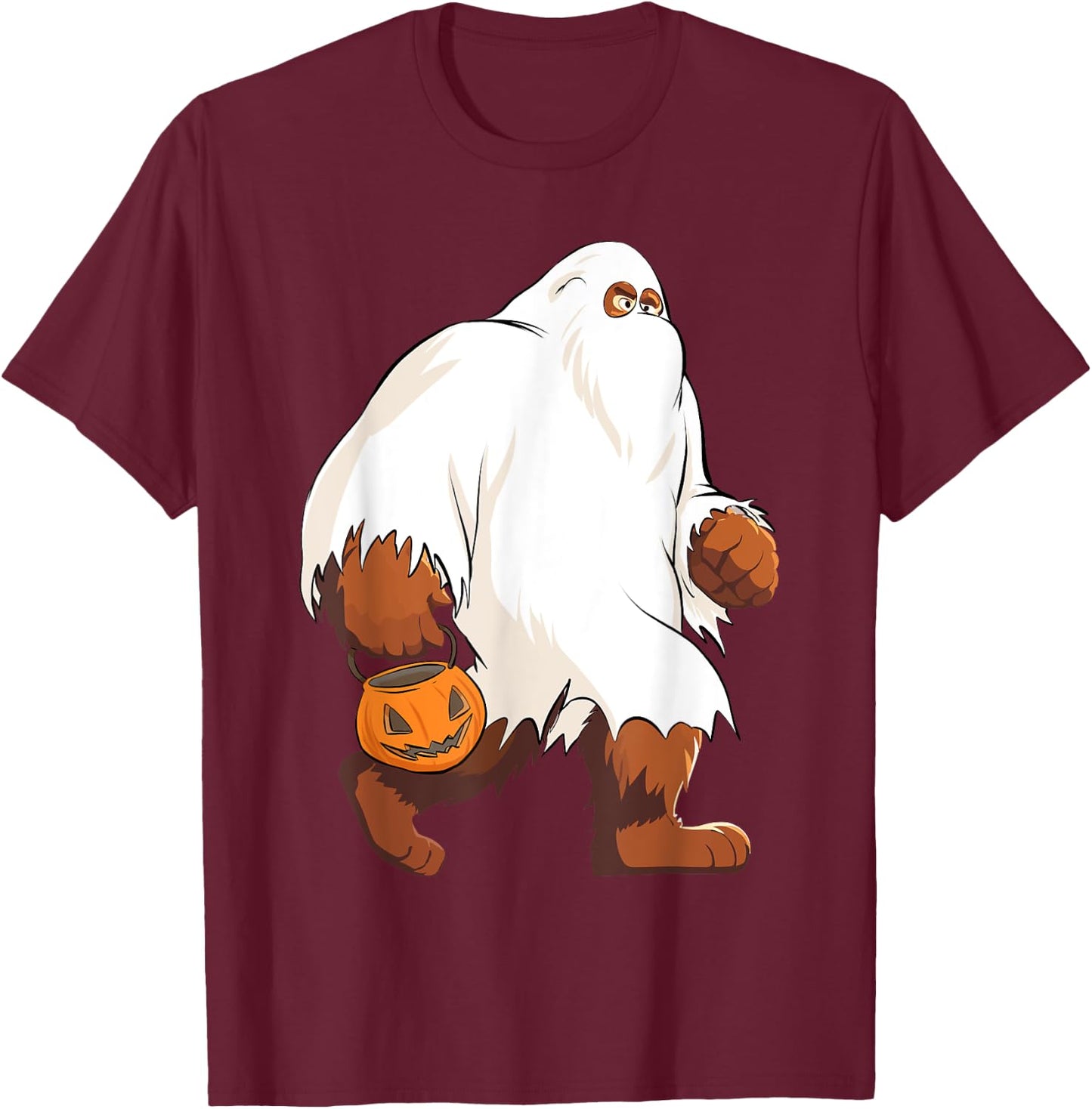 Funny Bigfoot Ghost Halloween Costume T-Shirt - T-Shirt | Maroon