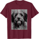 Cool Tibetan Terrier Portrait Black And White Style T-Shirt - T-Shirt | Maroon