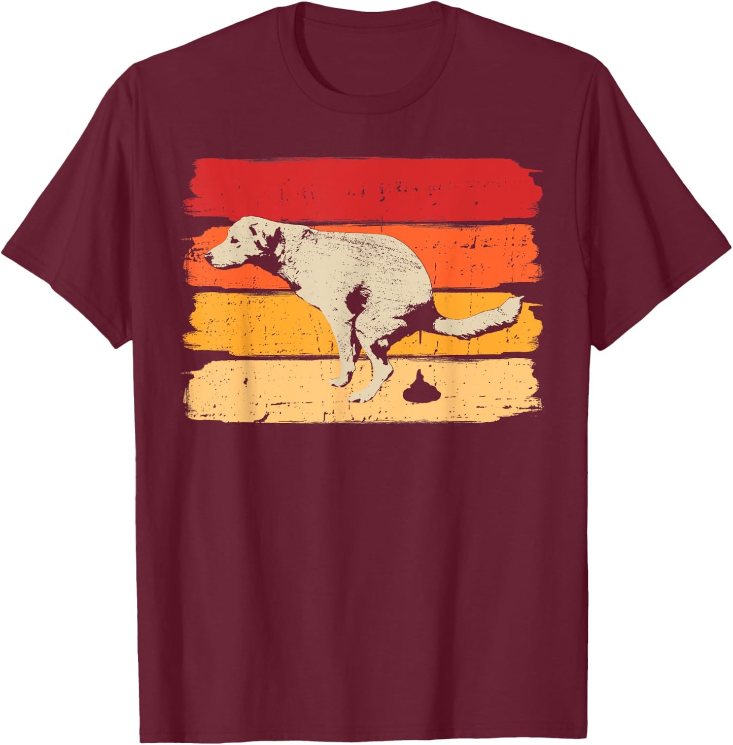 Retro Dog Pooping Pet Walking for Canine Owner Women T-Shirt - T-Shirt | Maroon