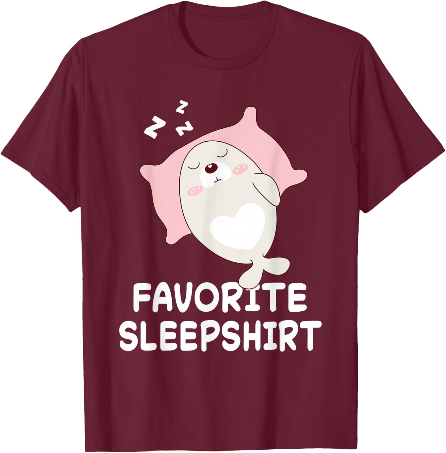 Seal Seals Nap Sleeping Sleep Pajama Pajamas Nightgown T-Shirt - T-Shirt | Maroon