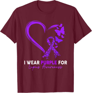 I Wear Purple For Lupus Awareness Survivor Warrior T-Shirt - T-Shirt | Maroon