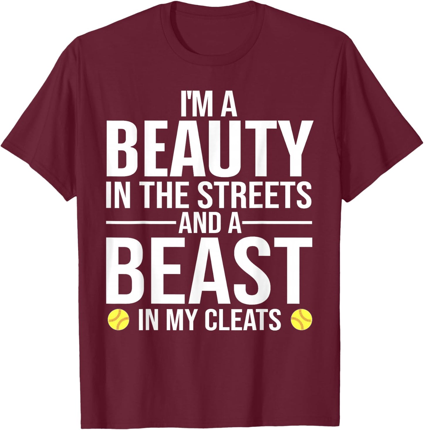 Funny Softball Design Girls Softball Team Player T-Shirt - T-Shirt | Maroon