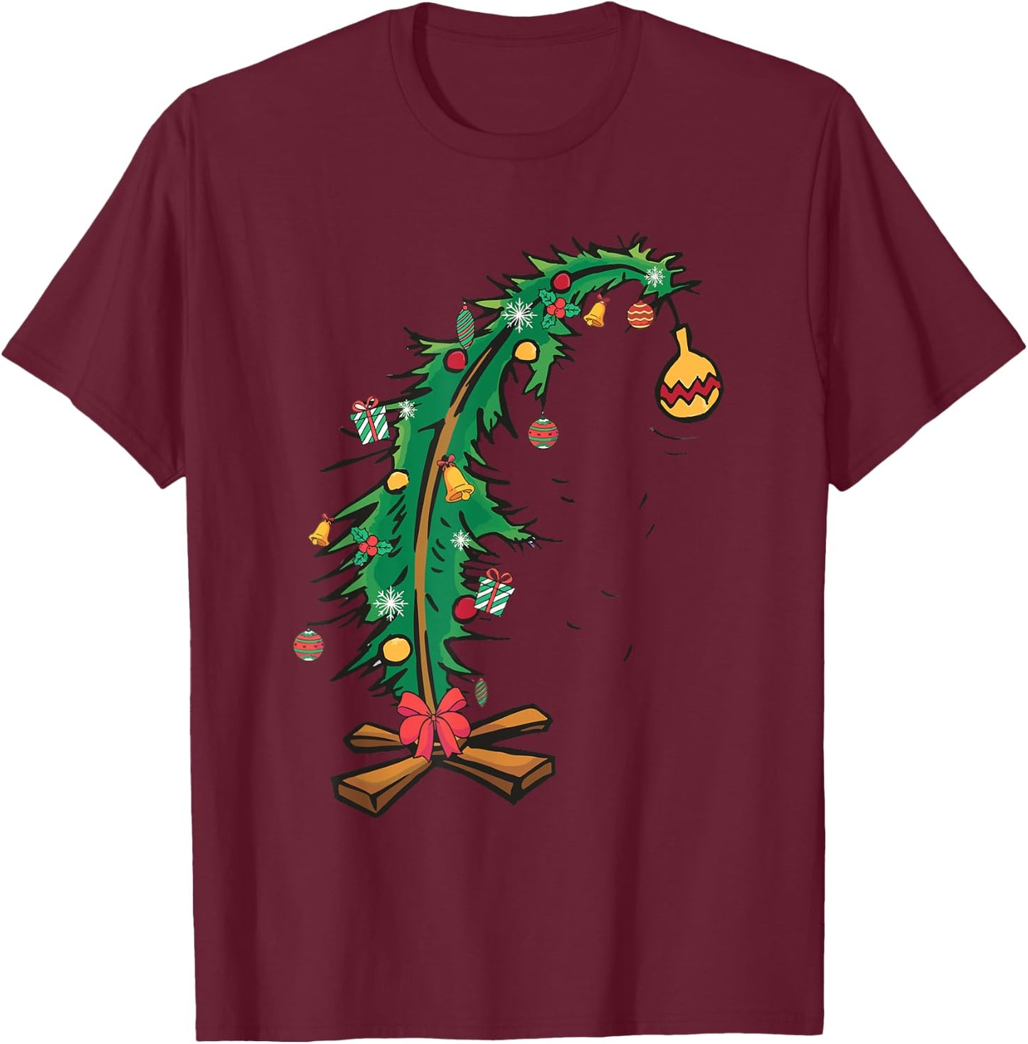 Christmas Tree With Led Light Pine Tree Xmas Light Camping T-Shirt - T-Shirt | Maroon