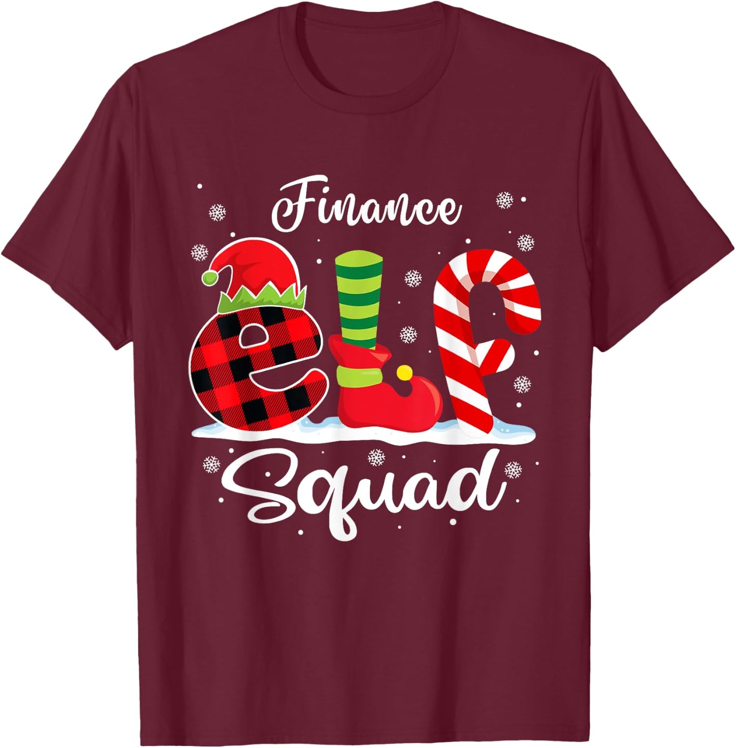 Finance Elf Squad Christmas Finance Analyst Matching T-Shirt - T-Shirt | Maroon