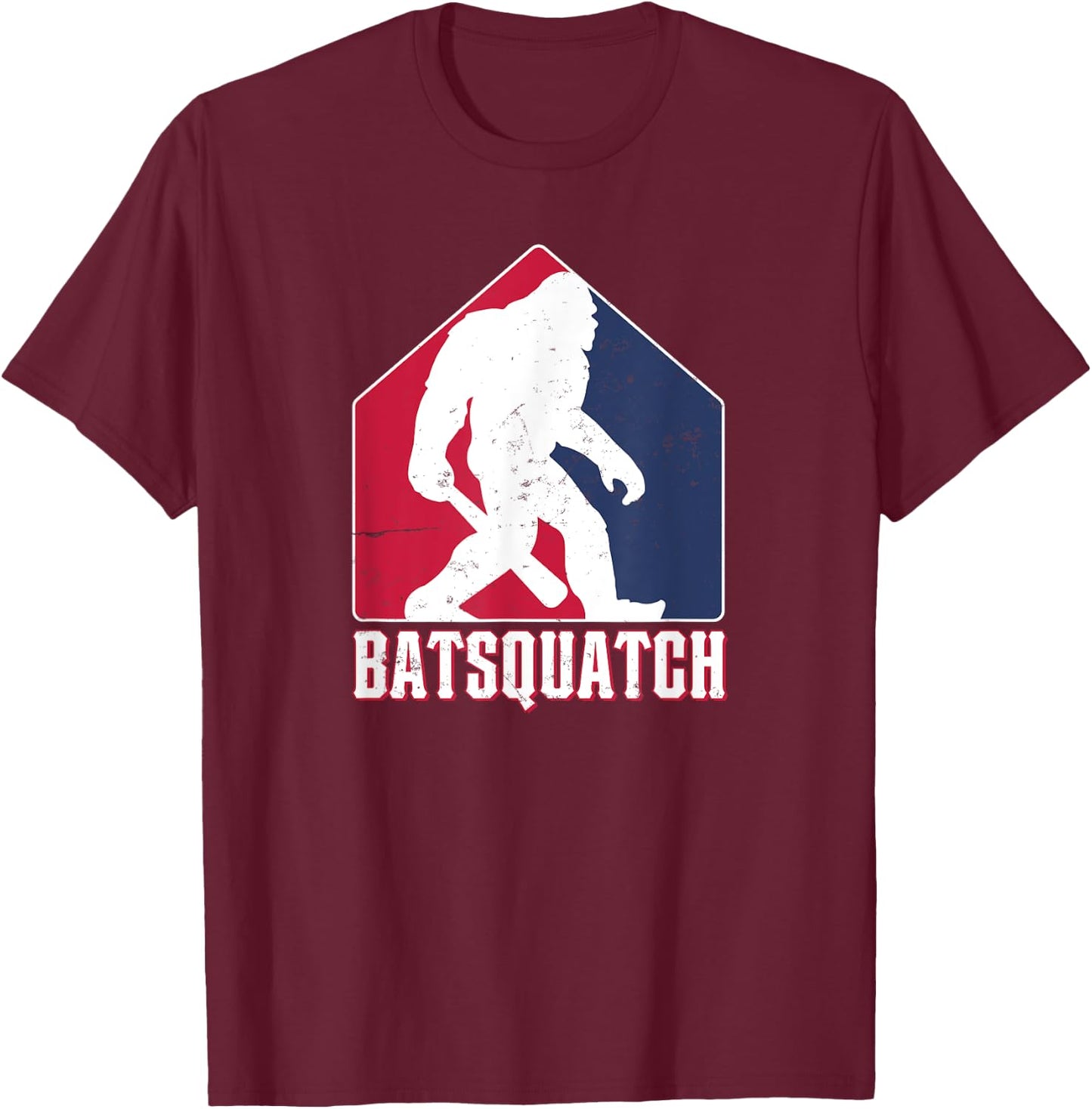 Funny Batsquatch Baseball Sports Fan Sasquatch Patriotic Women Men T-Shirt - T-Shirt | Maroon
