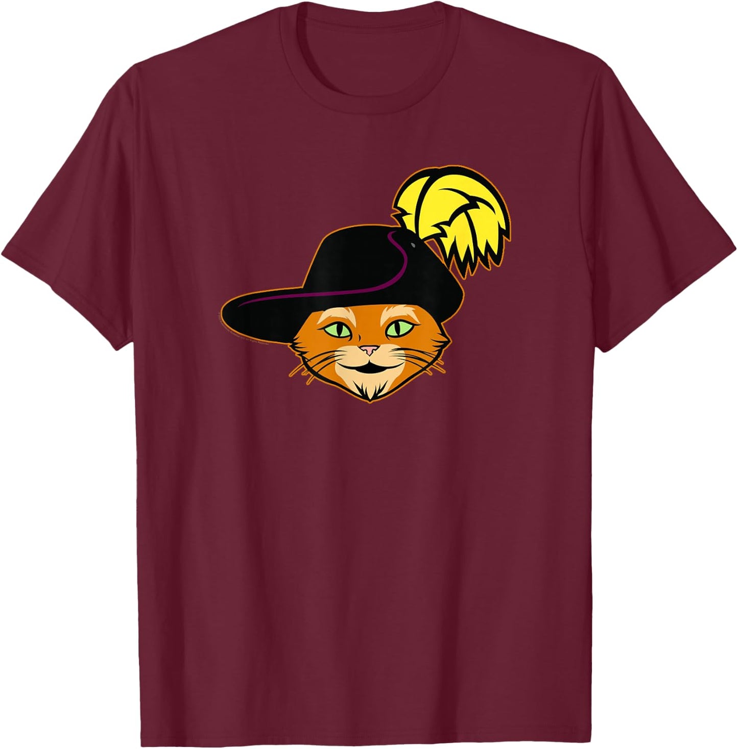 Shrek Puss in Boots Big Face Silhouette T-Shirt - T-Shirt | Maroon