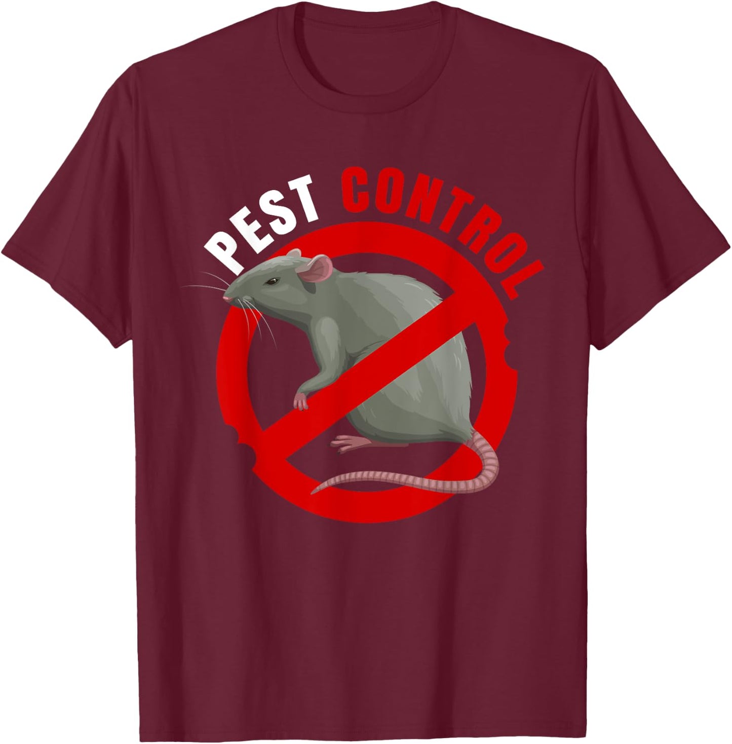Pest Control Mouse Rat Stop Sign Deratization T-Shirt - T-Shirt | Maroon