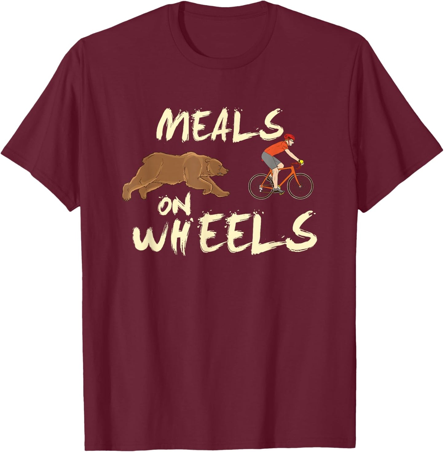 Meals on bicycle wheels and natural mountain design T-Shirt - T-Shirt | Maroon