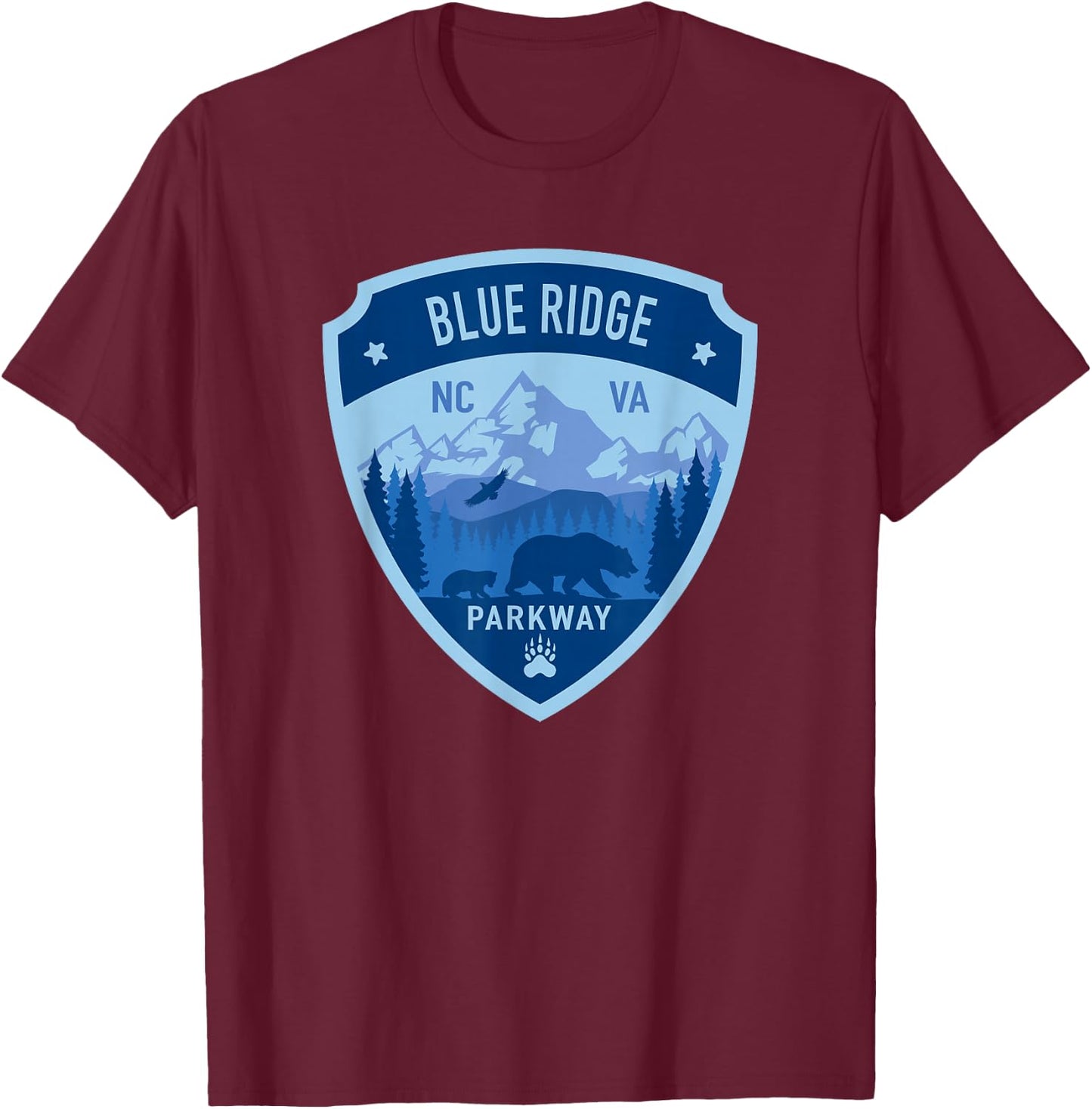 Blue Ridge Parkway NC and VA Design T-Shirt - T-Shirt | Maroon