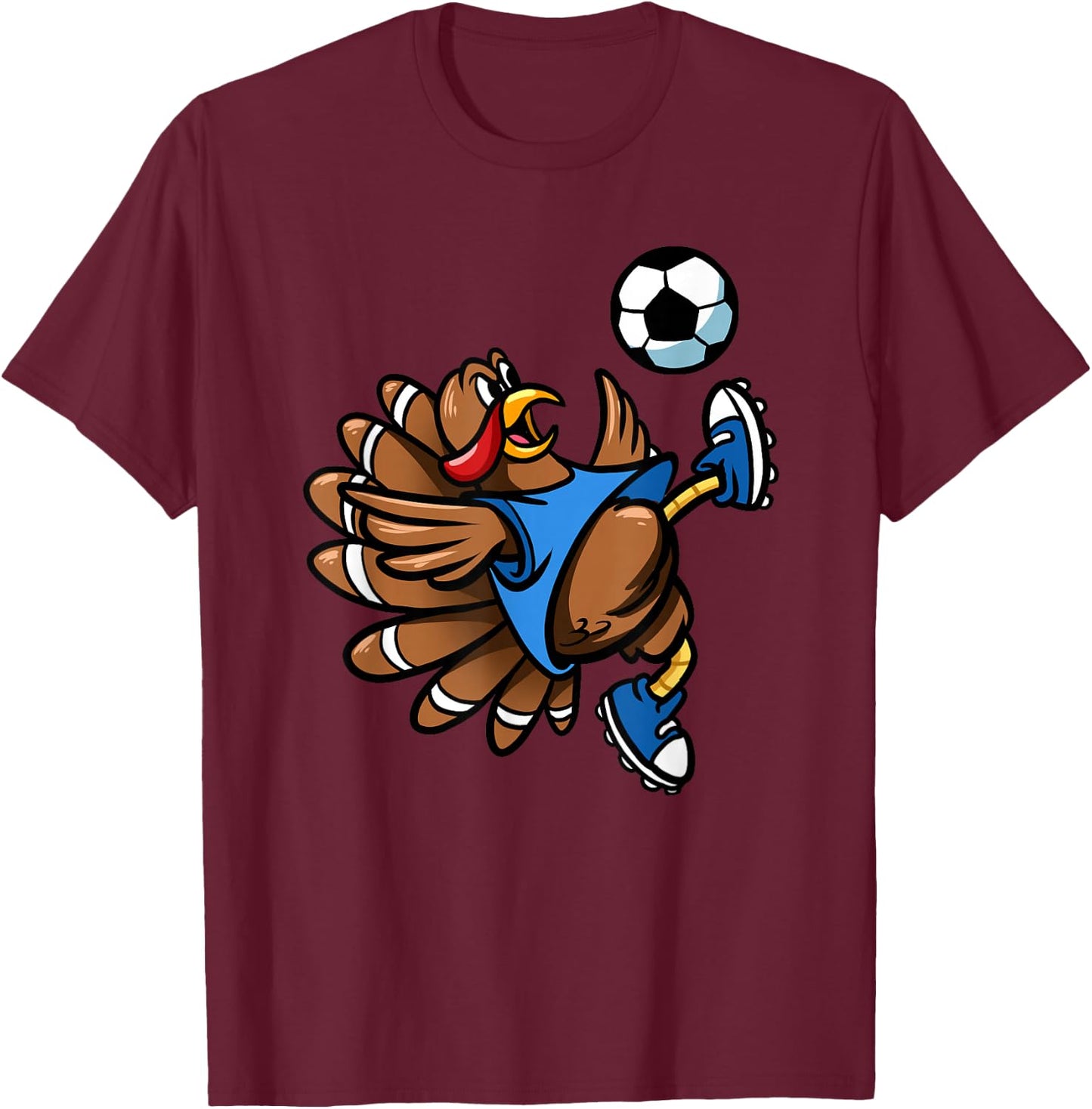 Bicycle Kick Turkey Men Boys Thanksgiving Soccer T-Shirt - T-Shirt | Maroon