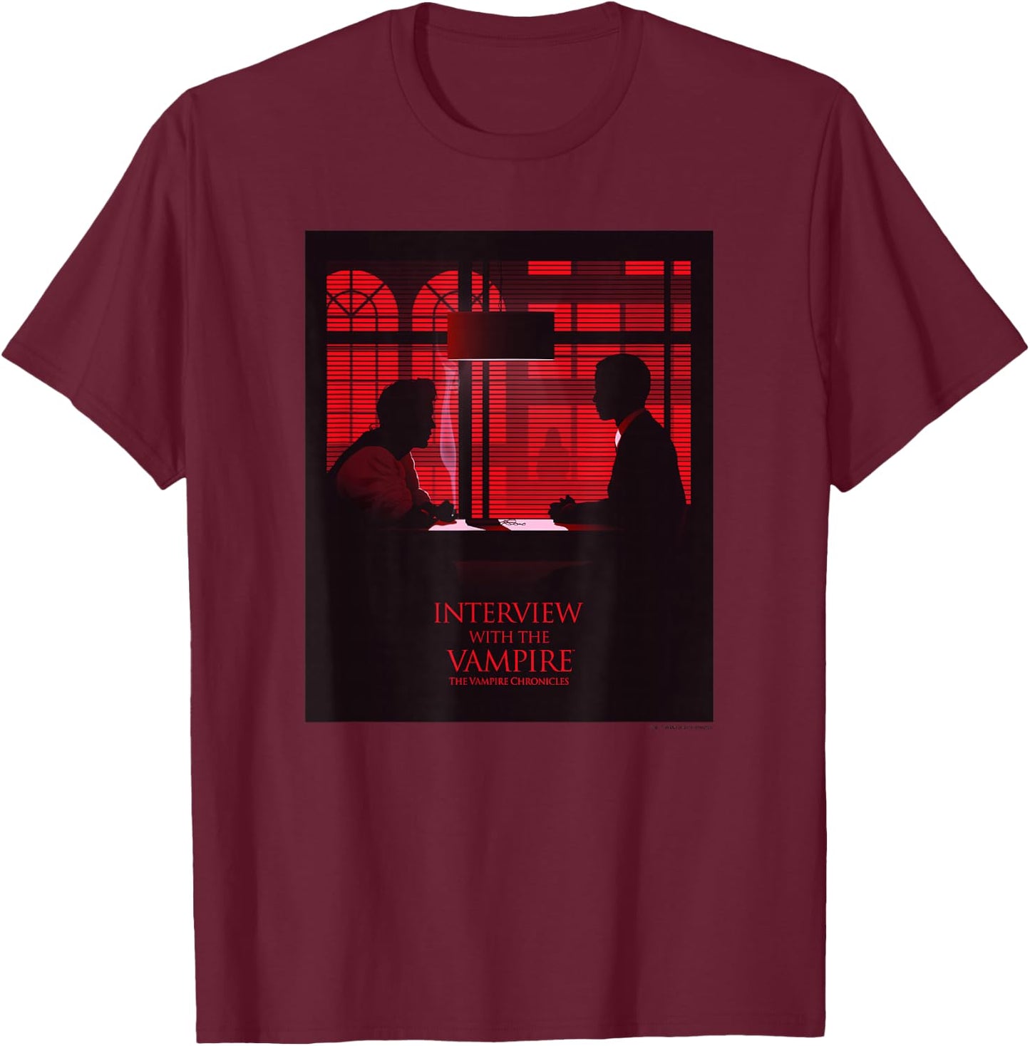 WB100 Interview with The Vampire Panel Silhouette Poster T-Shirt - T-Shirt | Maroon